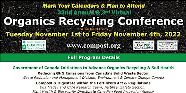 32nd Annual & 3rd Virtual Organics Recycling Conference
