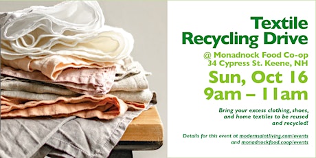 Textile Recycling Drive at The Monadnock Food Co-op in Keene NH