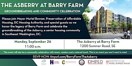 Join Mayor Bowser for the Groundbreaking of The Asberry at Barry Farm