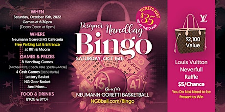 Designer Handbag Bingo & Raffles to Benefit NG Basketball - Philadelphia