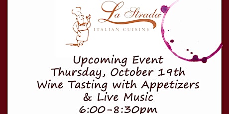 Wine Tasting with Appetizers & Live Music primary image