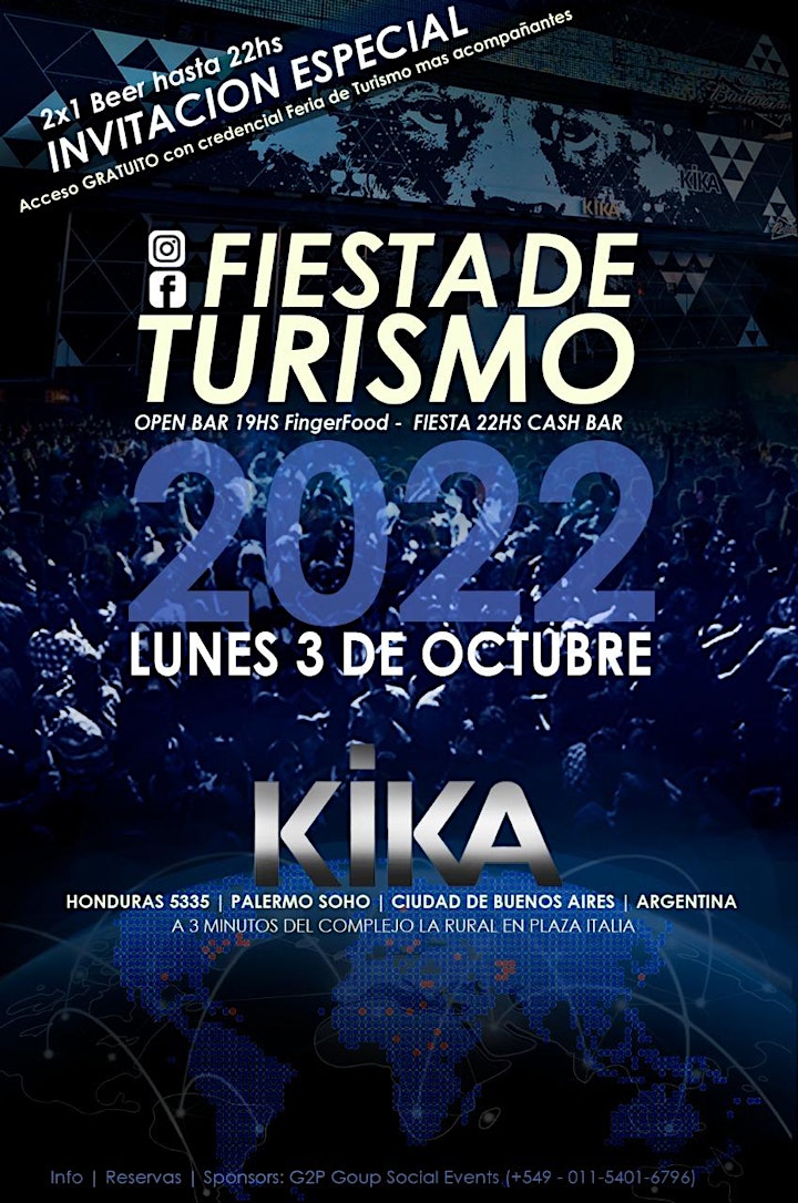 Imagen de Fiesta de TURISMO | lunes 3 octubre 2022