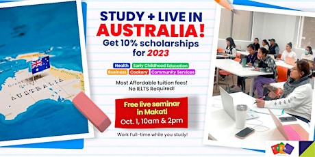 Study  and Live in Australia! Get 10% scholarships (Oct 1, 10am & 2pm)
