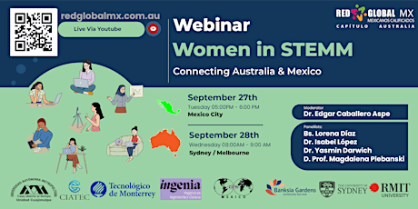 Free Webinar. Women in  STEMM. Australia - Mexico.