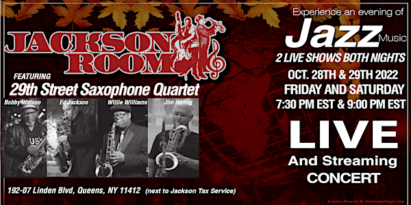 29th Street Saxophone Quartet-October 28 & 29th, Friday and Saturday