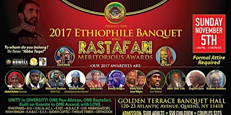 2017 RasTafari Meritorious Awards & Ethiophile Banquet presented by DARC primary image