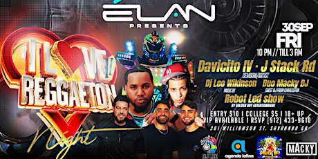 Latin Night: I Love Reggaeton at Elan (Fri. Sep. 30th)
