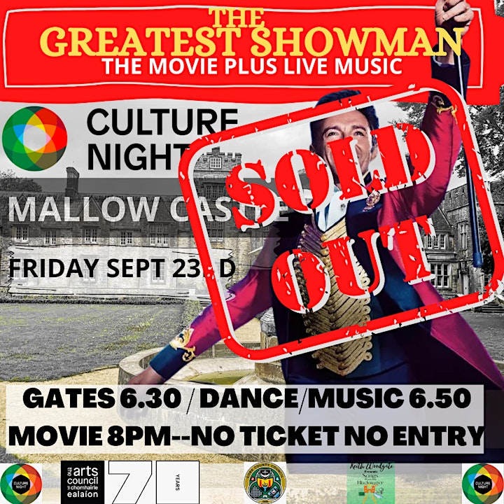 The Greatest Showman outdoor cinema and live music at Mallow Castle for Cul image