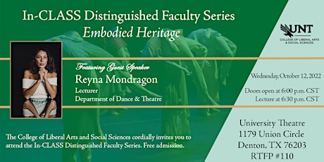 In-CLASS Distinguished Faculty Series – “Embodied Heritage”