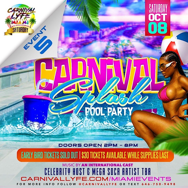 EVENT #5  -  CARNIVAL SPLASH POOL PARTY - MIAMI CARNIVALLYFE WEEKEND image