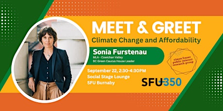 Sonia Furstenau Meet & Greet - Hosted by SFU350 & SFPIRG primary image