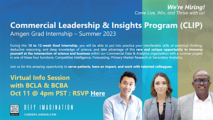Virtual Info Session for Amgen's Commercial Leadership & Insights Program image