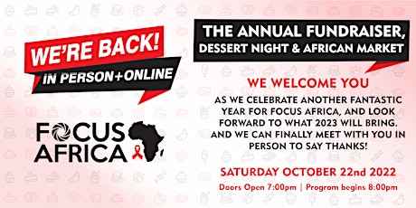 Focus Africa's Annual Fundraiser, Dessert Night and African Market