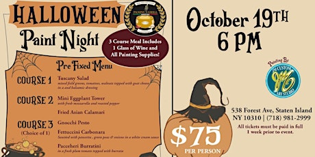 Halloween Paint Night with 3 course meal & wine