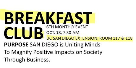 PURPOSE San Diego October 18th Breakfast Club primary image