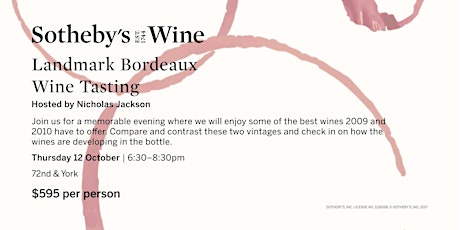Sotheby's Wine Landmark Bordeaux Wine Tasting primary image