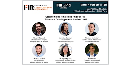Cérémonie de remise des Prix FIR-PRI “Finance & Développement durable“ 2022