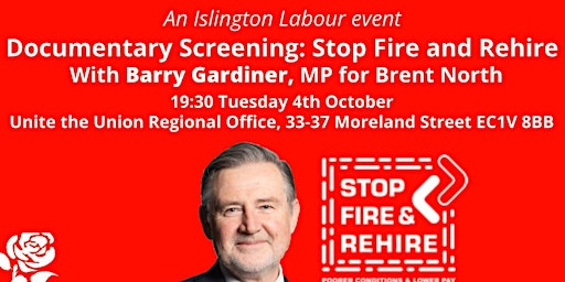 Stop Fire and Rehire with Barry Gardiner MP - screening and Q&A