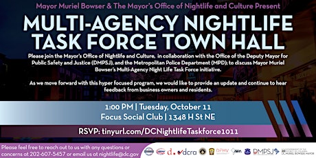 Mayor Muriel Bowser’s Multi-Agency Night Life Task Force Town Hall