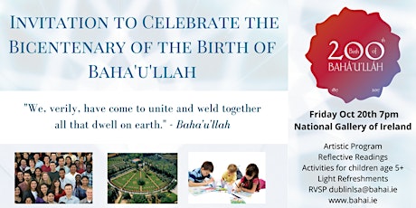 Dublin - Bicentenary Celebration of the Birth of Bahá'u'lláh  primary image