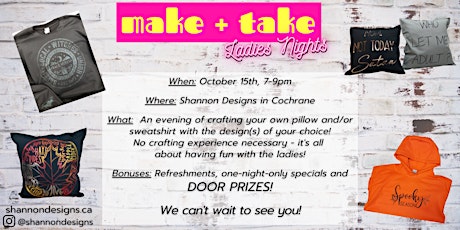 Make & Take Ladies Night October 15th