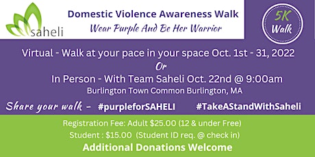 Domestic Violence Awareness 'BE HER WARRIOR' Walk - In Person & Virtual