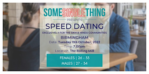 Sikh & Hindu Speed Dating | Birmingham(Age 26 - 34)