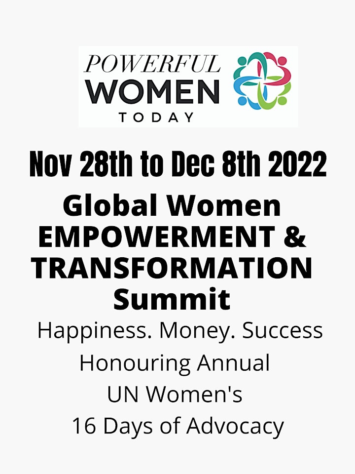 Global Women's Transformation Summit FALL 2022.  Happiness. Money. Success image