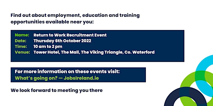 Return to Work Recruitment Event - Waterford image