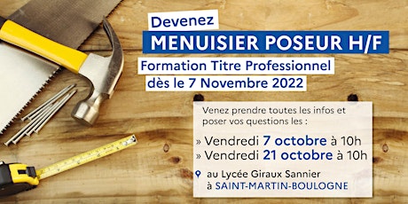 TP MENUISIER POSEUR - Réunion d’Informations – Saint-Martin-Boulogne