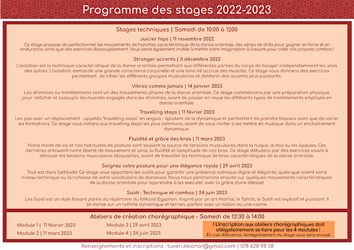 Image pour Danse orientale  - Stages à Genève - Saison 2022-2023 