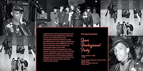 Finnegan Presents: Queer Underground Poetry (in person & live-streaming)