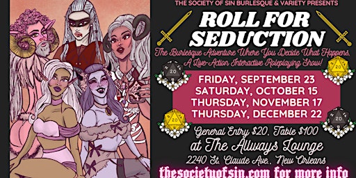 Roll for Seduction: Live-Action Interactive Burlesque RPG (Dec 2022)