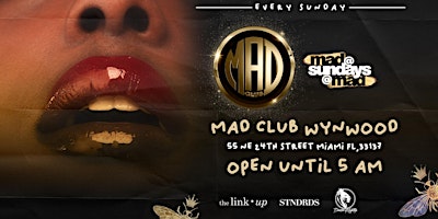 Imagem principal do evento Mad At Sundays | Newest Hip Hop Night In Miami @ Mad Club Wynwood