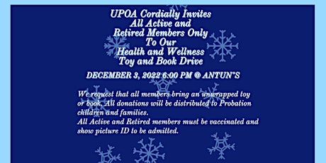 UPOA Health and Wellness - Toy Drive 2022