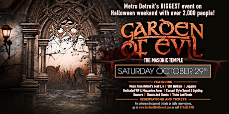 Garden Of Evil at The Masonic Temple on Saturday, October 29th!