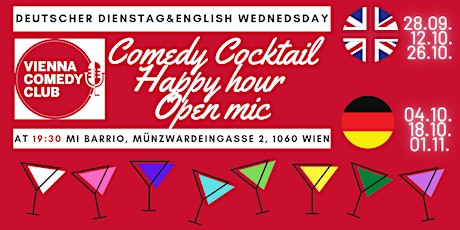 Comedy Cocktail Happy Hour  Open mic English