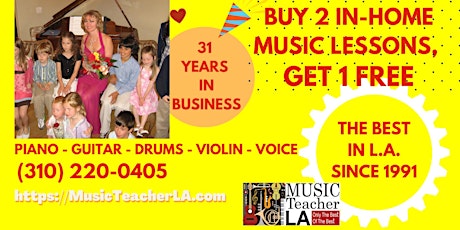 In-Home Music Lesson Discount |  Celebrating 31 Years in Business