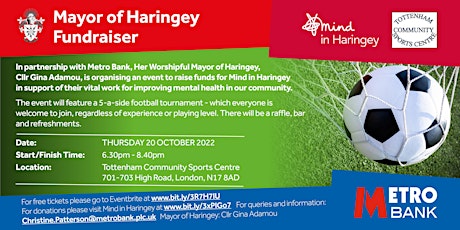 Mayor of Haringey's Fundraiser for Mind in Haringey  with Metro Bank