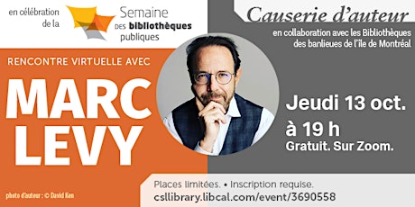 An Evening with Bestselling Author Marc Levy (Virtual) - in French