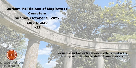 Durham Politicians of Maplewood Cemetery Tour