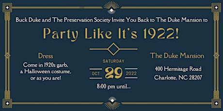 Party Like It's 1922 to Benefit The Duke Mansion