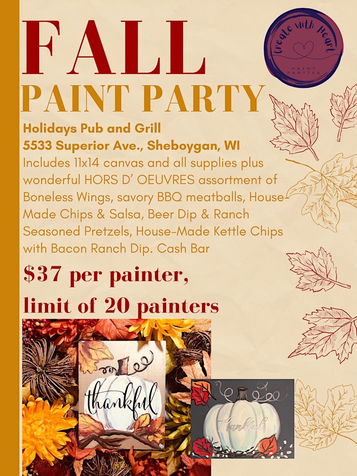 Fall Paint Party at Holidays Pub and Grill Sheboygan image