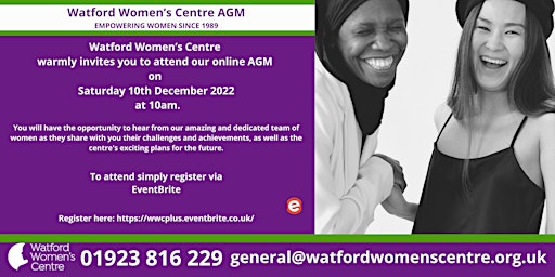 Watford Women's Centre Annual General Meeting 10 December 2022