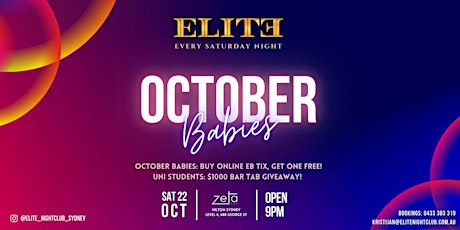 SAT 22 OCT - ELITE Nightclub @ Zeta Bar!