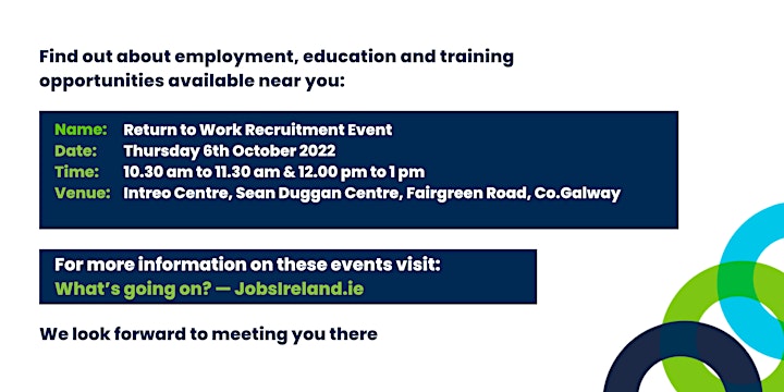 Return to Work Recruitment Event – Galway image