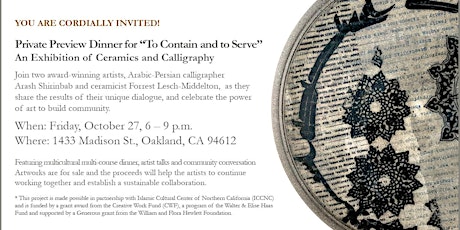 Private Preview Dinner for “To Contain and to Serve” primary image