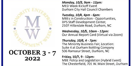 Durham's 2022 Minority Enterprise Development (MED) Week