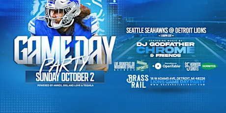 Detroit Lions Game Day Party at Brass Rail on Sunday, October 2nd!
