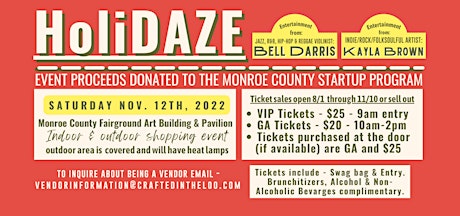 HoliDAZE - Over 50 Crafters /Vendors, Musical Entertainment, Open Bar, Food